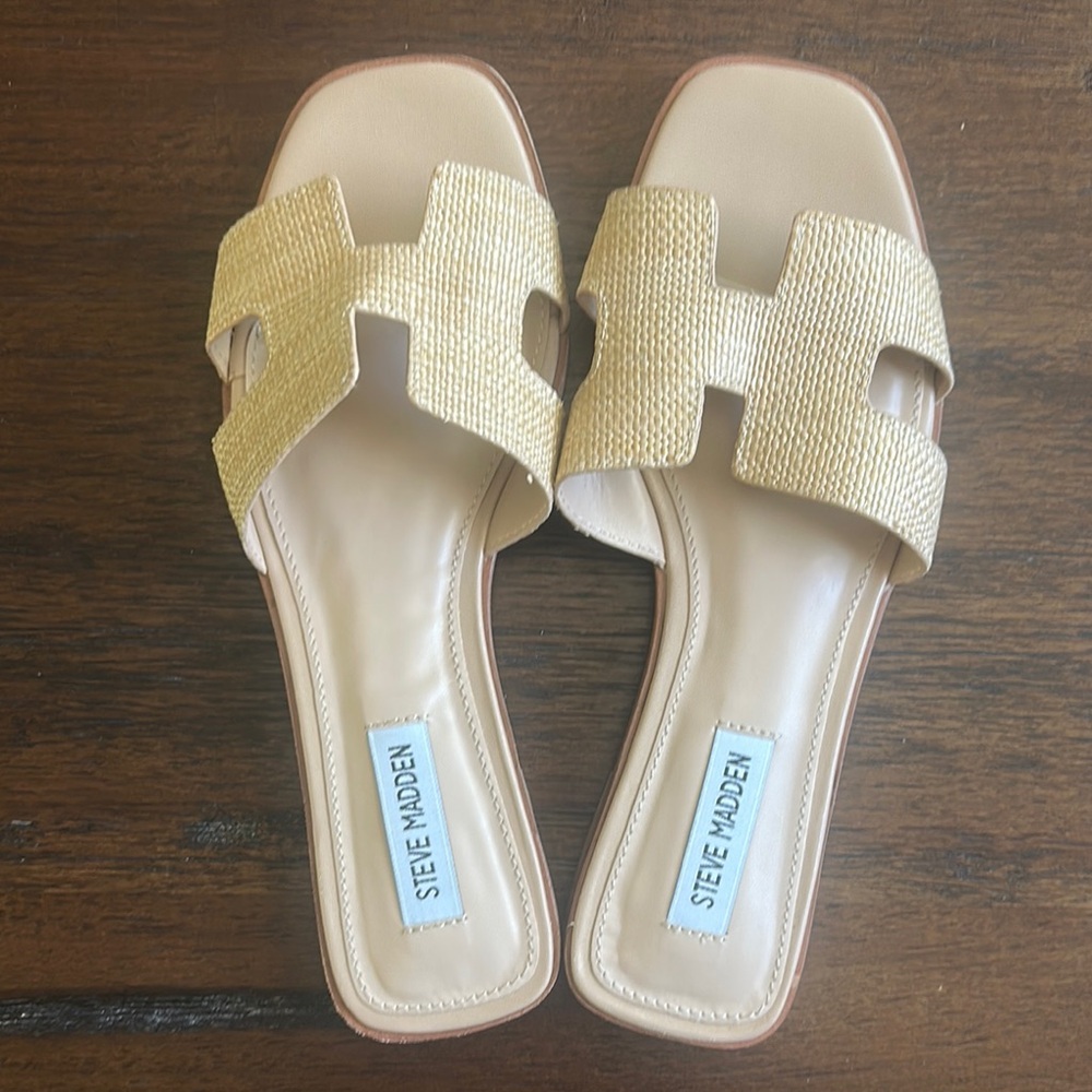 Brand new Steve Madden Hadyn Raffia slides. Size 9